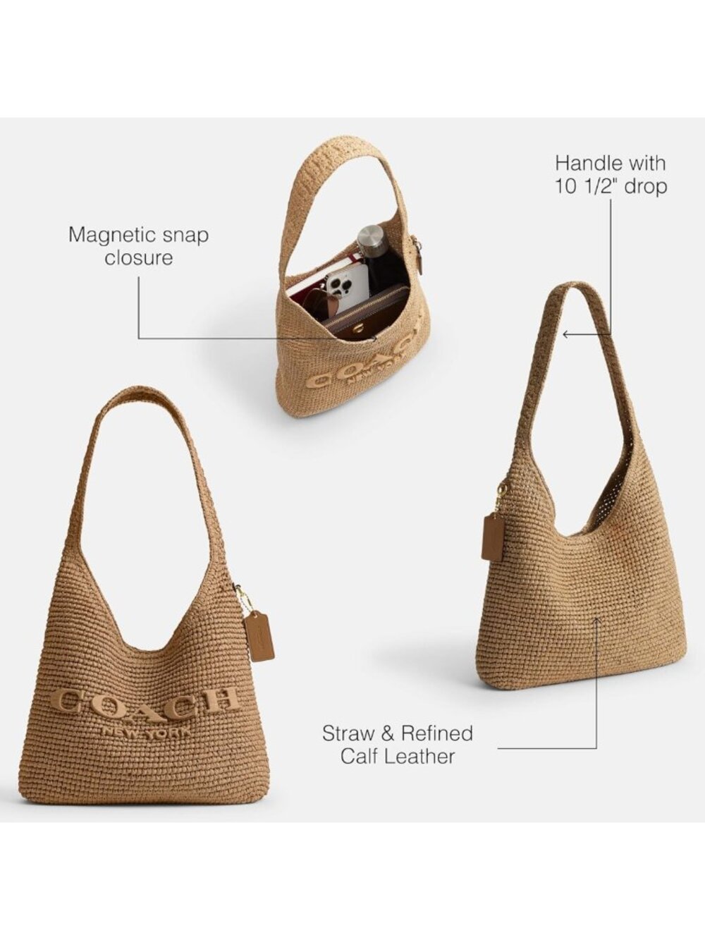 Stylish Straw Shoulder Bag - Chic Brooklyn Design, Perfect for Everyday Use - Picture 4 of 7